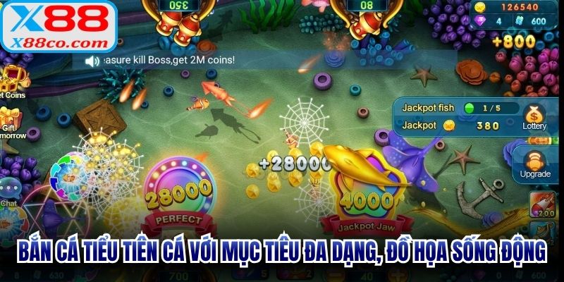 Bắn cá tiểu tiên cá với mục tiêu đa dạng, đồ họa đại dương sống động