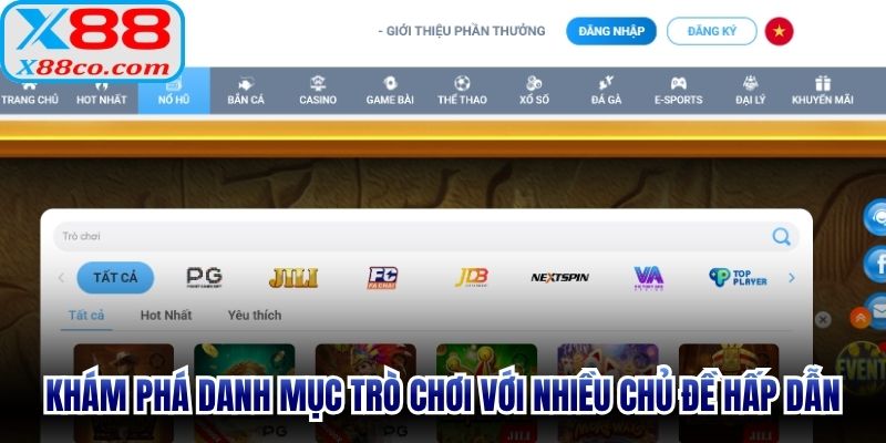 Khám phá danh mục trò chơi với nhiều chủ đề hấp dẫn
